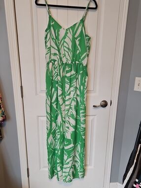 Lilly Pulitzer Green and White Tropical Romper
